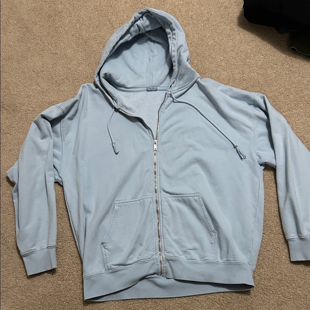 Brandy Melville Light Blue Zip-Up Hoodie
